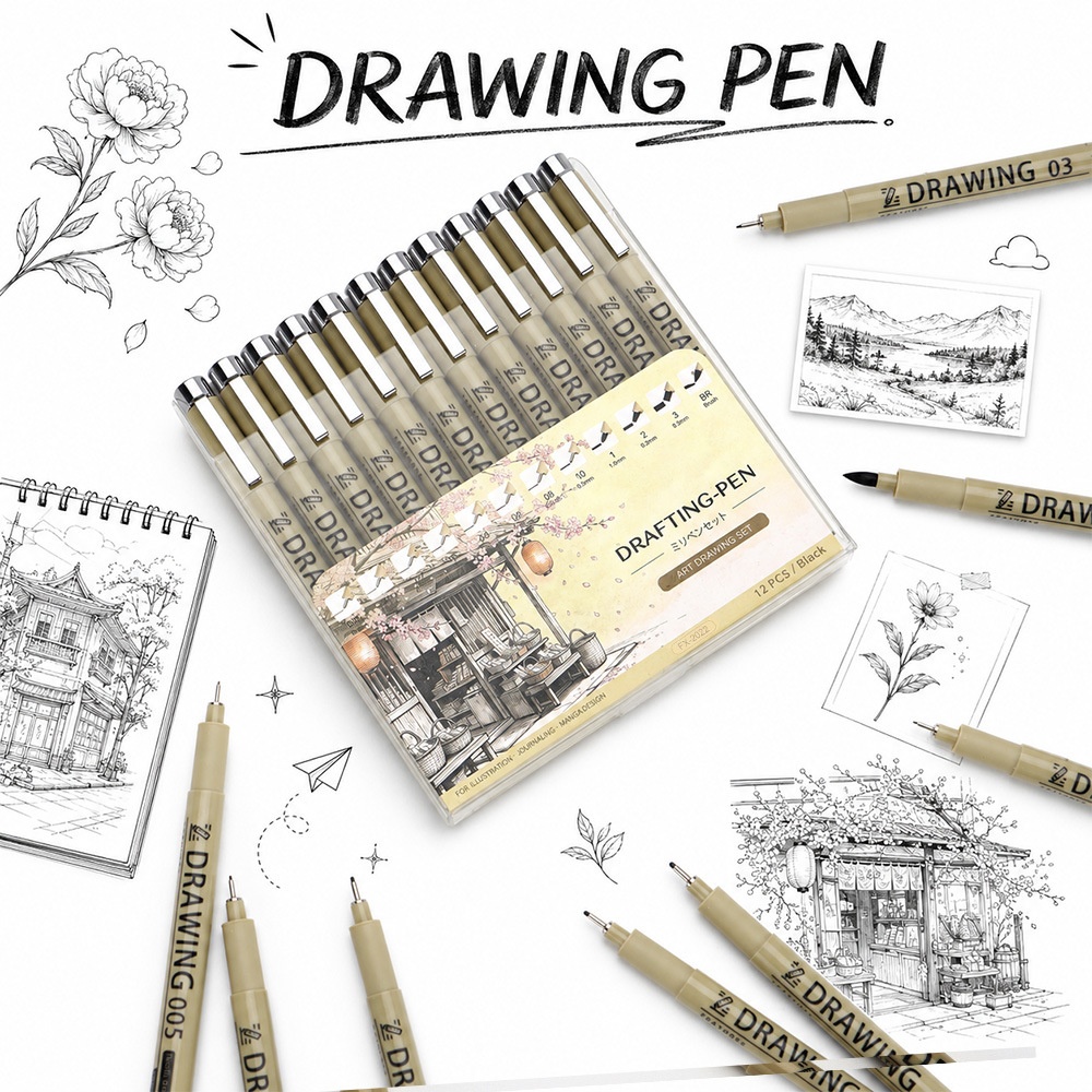 12Pcs Pigment Liner Art Marker - огляд і ціна Correction Pen Fine
