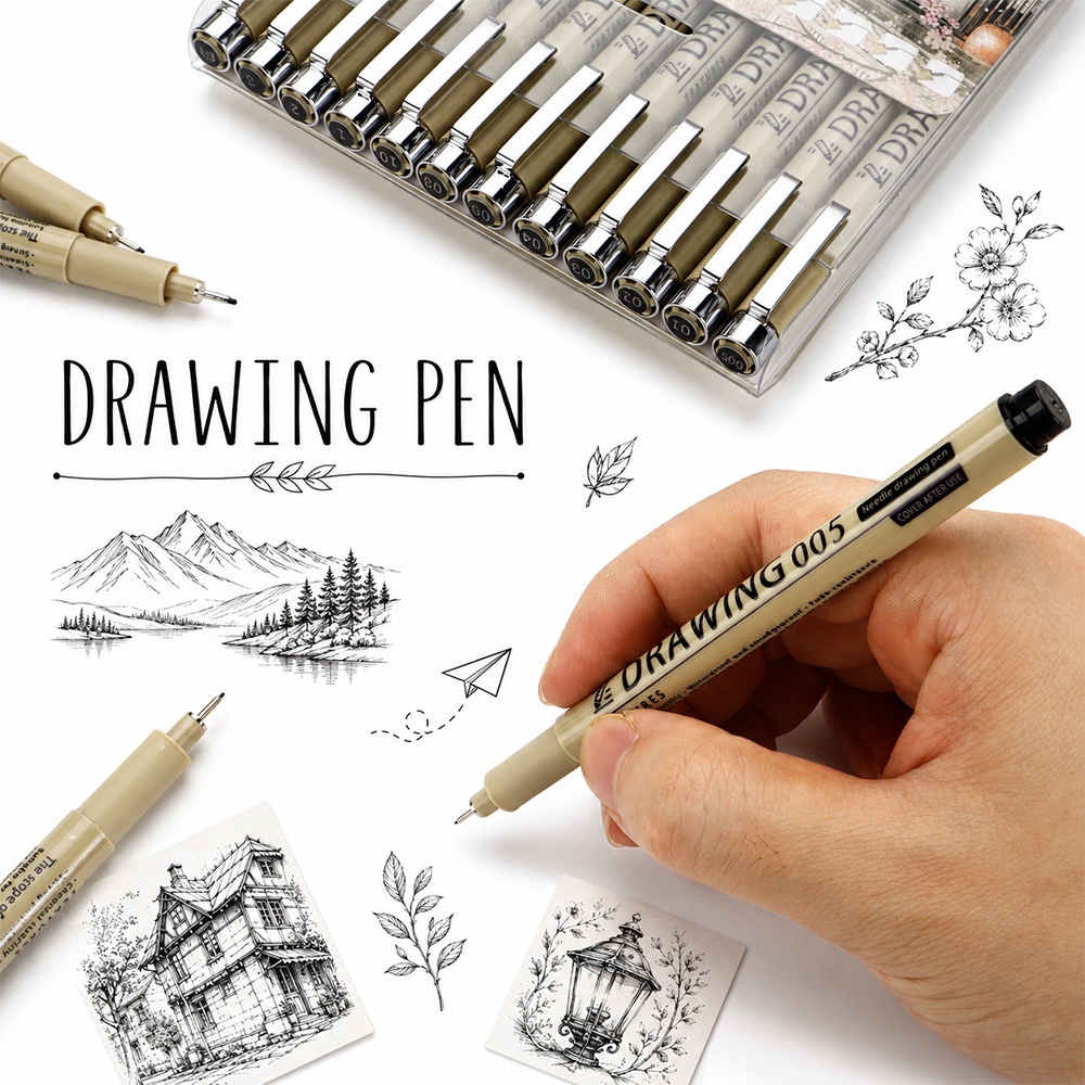 12Pcs Pigment Liner Art Marker - огляд і ціна Correction Pen Fine
